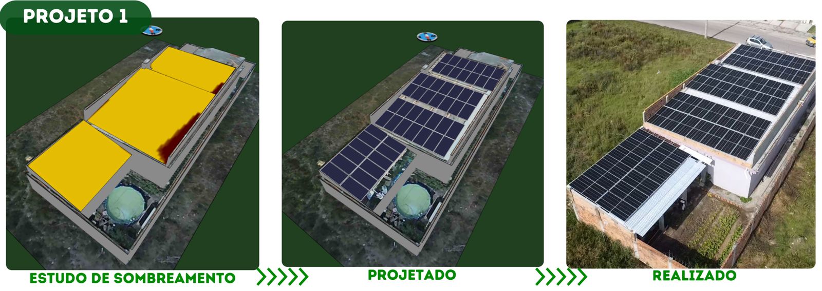 Projeto 1 da i2 Energia: estudo de sombreamento, projeto e instalação realizada