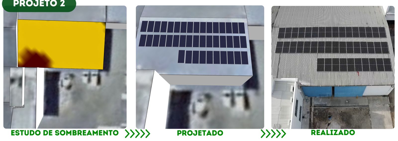 Projeto 2 da i2 Energia: estudo de sombreamento, projeto e instalação realizada