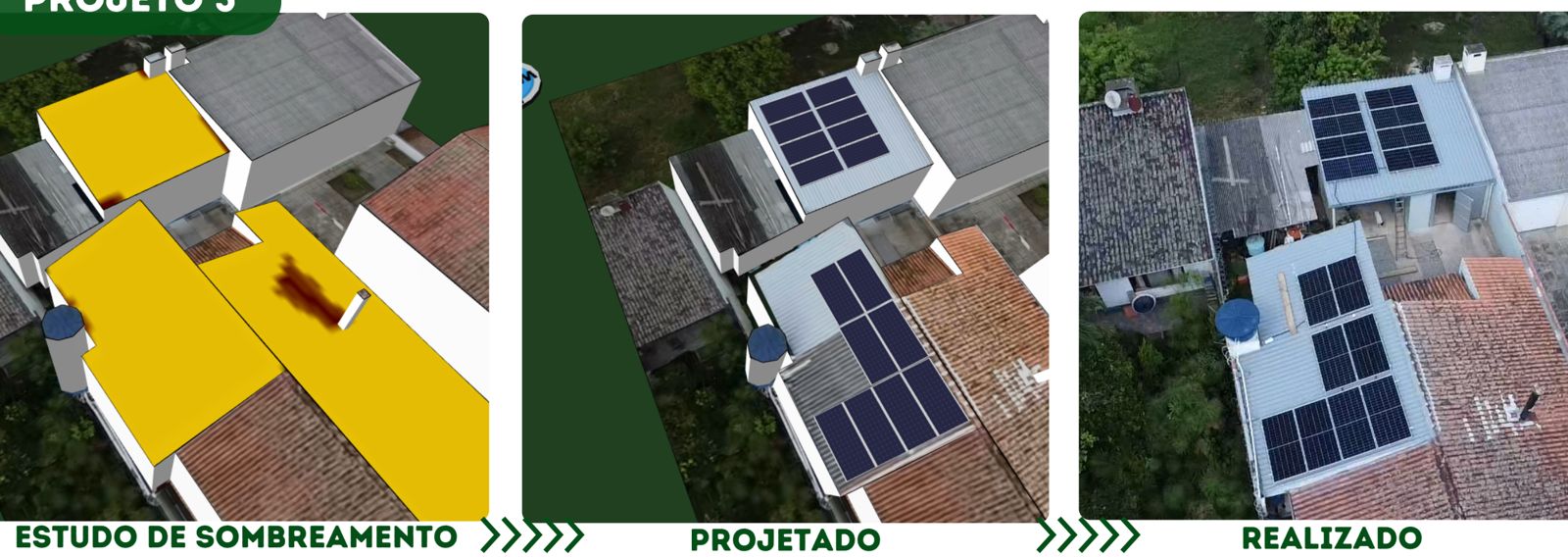 Projeto 3 da i2 Energia: estudo de sombreamento, projeto e instalação realizada